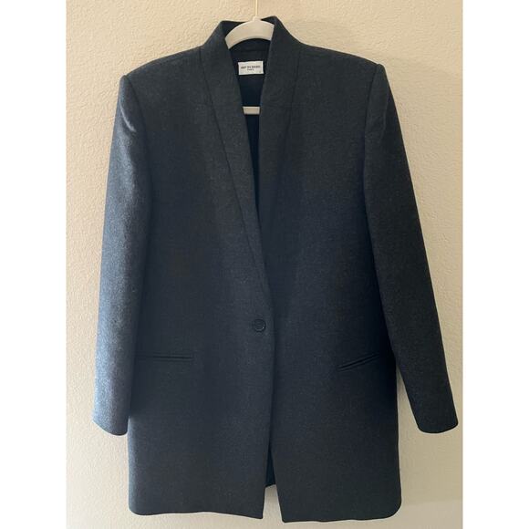 Art Du Basic Paris | Large Gray Top Coat Mockneck V Collar - Picture 1 of 7